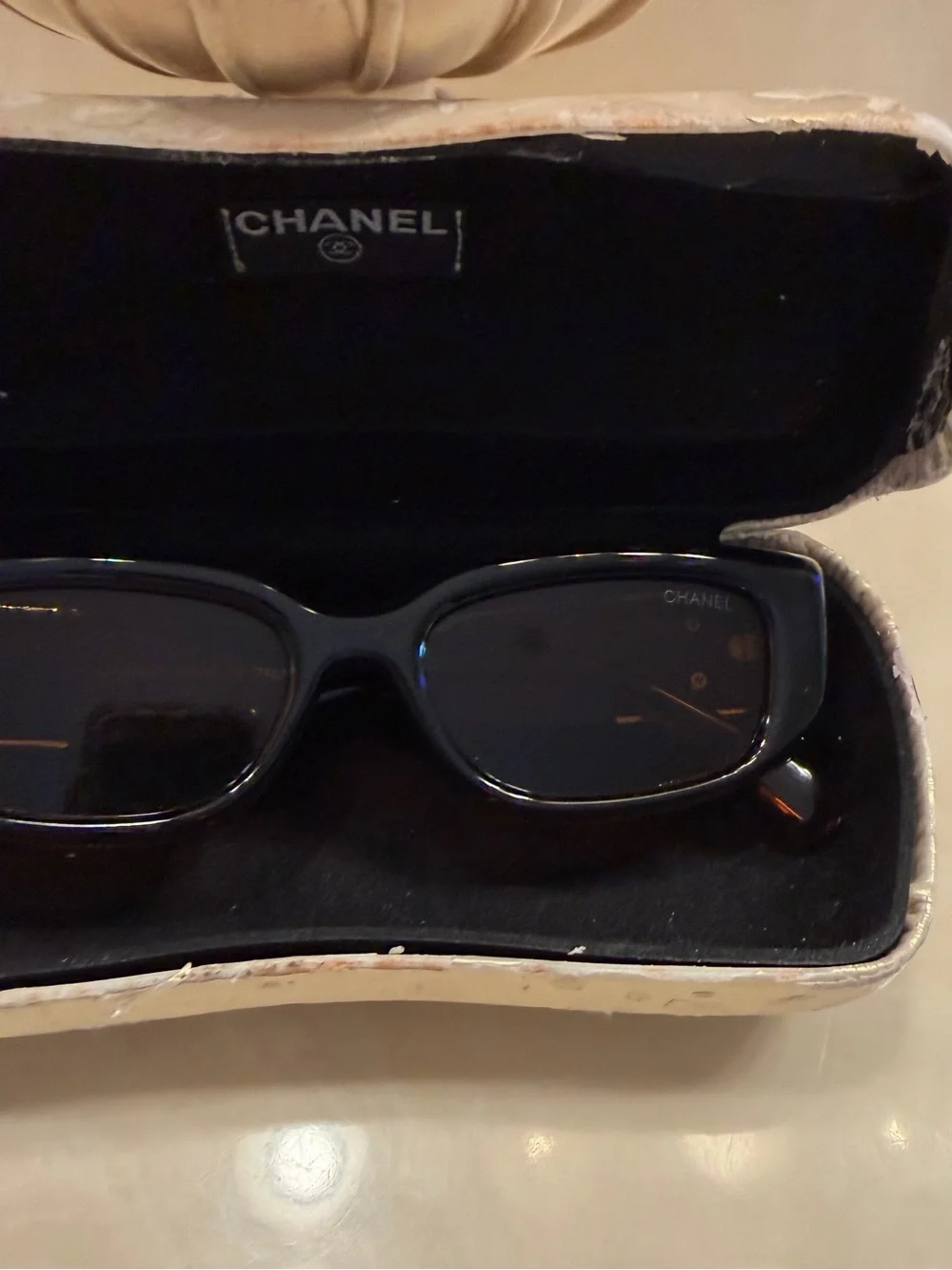 CHANEL Brown Rectangular Women's Sunglasses